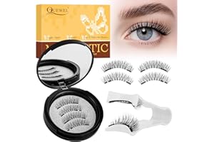 Cils Magnétiques QUEWEL, 1 paire de Faux cils magnétiques avec applicateur, sans colle, facile à porter et à retirer, cils réutilisables pour un look naturel, instructions incluses (DH02)