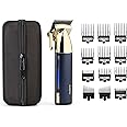 BaByliss Super-X Metal Hair Clipper, Lithium Cordless, Precision-Engineered Japanese Steel Blades, Hair Grooming Kit, Gifts for Men (Gold/Blue)