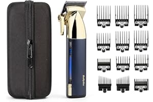 BaByliss Super-X Metal Series, Cordless Hair Clipper - Japanese Steel Blades, 10 Comb Attachments, 2 Tapered Guides, Lithium Battery, Digital Display, Metal Body, Blue/Gold, E992U