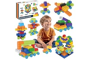 BERYLED Bloques Construccion 148 Piezas, 10 Colores, Juego de Construccion Regalo Niñas Niños 3 4 5 6 7 8 9 10 11 12 años Montaje facil, Incluye Ruedas Creatividad (Multicolor, 148 pcs)