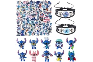 FGen 62Stück Lilo and Stitch Party Mitgebsel, Stitch Cake Topper, Enthalten - Armband, Aufkleber, für Kinder Jungen Mädchen Birthday Geschenk