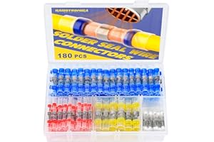 Haisstronica 180PCS saldatura Seal termorestringenti Wire connectors-waterproof connectors-electrical Automotive isolata con custodia （ 45WHITE, 60RED, 60BLUE, 15YELLOW ）