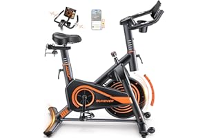 Burever Exercise Bike with LED Display, Static and Stable Indoor Bike with APP, 0-100% Magnetic Resistance, Dumbbell Rack, Stationary Bikes for Home Gym Use, 160KG Weight Capacity