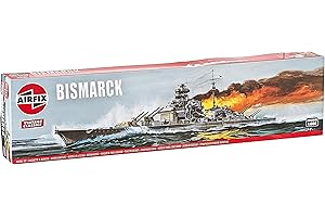 Airfix Vintage Classics Set - A04204V Bismarck - Plastic Model Ship Kits for Adults & Children 8+, Set Includes 170 Pieces - 1:600 Scale Model Ship Set