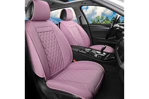 Vankerful Car Seat Covers Front Pair,Universal Fit for Most Cars,SUV,Sedans and Pick-up Trucks,Automotive Faux Leather Vehicle Cushion Covers(Front Pair,Pink) (ALT-ZD-003-FR-Pink)