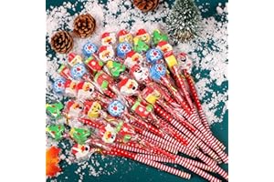 Ezydka Bleistift Weihnachten 30 Stück HB Bleistifte Weihnachten mit Radiergummi, Kinder Weihnachten Bleistifte, Weihnachtsbleistifte für Weihnachts Mitgebsel Kinder, Weihnachtsmitbringsel