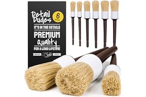 DETAIL DUDES Car Detailing Kit Ultra Soft Boars Hair Cleaning Brush Set of 6- Automotive Detail Brushes- Washing & Cleaning Car Cleaning Kit for Wheels, Interior Upholstery, Air Vent- Auto Interior Detailing Kit