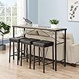 O&K Furniture Long Bar Table and Chairs Set, Counter Height Table and Chairs Set, Console Table with Stools, Behind Couch Bar Table