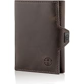 TRUSADOR Verona Unisex RFID Trifold Deri C&uuml;zdan &Ouml;n Cep, Kahverengi, K&uuml;&ccedil;&uuml;k, Fermuar Cepli