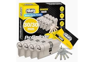 GERCAR Pro+ 4er Set Profil-Zylinder gleichschließend 30/30 - N+G Schließzylinder mit Not- und Gefahrenfunktion - Zylinderschloss mit Bohrschutz und 10 Schlüssel mit CodeCard | 60 mm | A:30 B:30 | 4 x
