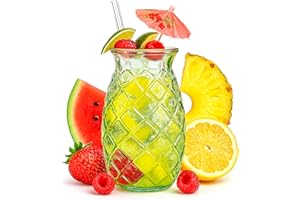 Viste-lo Verres Tiki pour cocktail. 6x verres tiki pour cocktails, sangria ou boissons froides. Design tiki. Verre recyclé. 500 ml. Gobelet long Tiki. Verres Bacardi, gobelets enfants. (ANANAS 700ML)