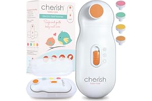 Cherish Baby Care Elektrische Nagelfeile Baby - Automatischer Sicherheitsstopp, Baby Nagelfeile Elektrisch mit 4 Feilpads, Baby Nagelset mit Etui, Baby Must Have Neugeborene (0-12+ Monate)