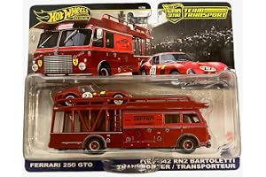 Hot Wheels Premium – Ferrari 250 GTO & FIAT 642 RN2 Bartoletti Transporter – Bilkultur – JBM37 – FLF56 – Team Transport #83 – röd – officiell licensmodell – Mattel 2025-1:64