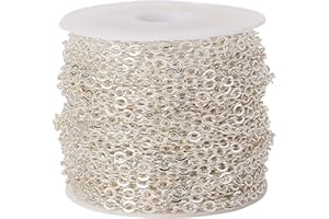 Airssory 32.8 Ft(10 Meters) Flat Oval 3.5x3mm Cable Chains Silver Color Unfinished Link Chain Bulk Lot for Jewelry Making and Craftings