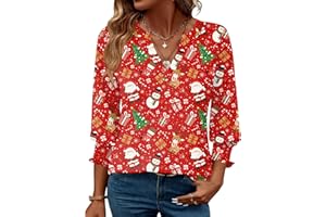Rapbin Women Blouses 3/4 Length Sleeve V-Neck Summer Casual Tunic Tops Ladies Elegant Business Shirts 2025