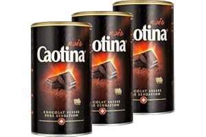 Caotina Noir, Cacao in Polvere con Cioccolata Svizzera, Bevande Calde, 3 x 500g