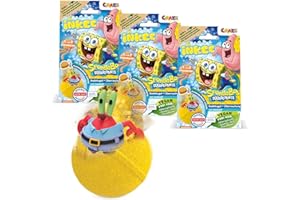 INKEE SpongeBob zestaw 3 bomb kąpielowych dla dzieci z niespodzianką – SpongeBob z gąbczastymi głowami do kolekcjonowania – 3 x kule kąpielowe 80 g z aromatem gumy burgerowej i olejkiem jojoba,