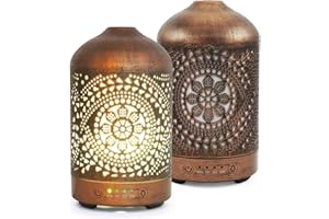 ‎EARNEST LIVING Earnest Living Aroma-Diffuser ätherische Öle, Raum-Luftbefeuchter Schlafzimmer mit Timer-Funktion, Lufterfrischer Wohnung mit 7 Licht-Modi, Duftöl Diffuser elektrisch aus Metall x2, 100ml