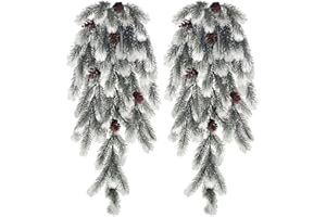 ROLLWAY 2 rami di abete artificiali, lunghi, 74 cm, piante artificiali, rami di pino, rami di pino, rami di pino, rami di Natale (bianco)