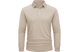 TACVASEN Herren Poloshirt Langarm Golf Polo Schnelltrocknend Funktionsshirts Leicht T-Shirts mit 3-Knopfleiste