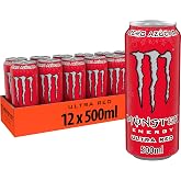 Monster Energy Ultra Red, Sugar Free Energy Drink, 12 x 500 ml | Zero Sugar Energy Soda with Caffeine, Taurine, Ginseng, B Vi