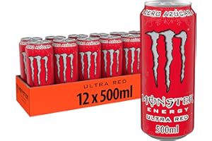 Monster Energy Ultra Red, Bebida EnergéticaPack de -12 Latas de 500ml