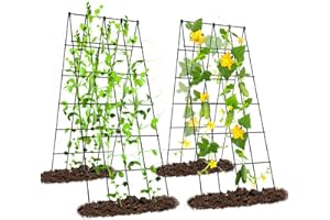 Ytaoeo Metal Cucumber Trellis Tomatoes Trellis Garden Pack of 2, Trellis Mesh Climbing Plants Plant Support for Flowers and Useful Plants, Adjustable Width, Black