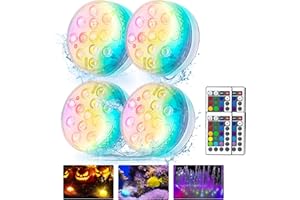 ‎NALEZUNS Nalezuns Unterwasser Licht, 13 LED Poolbeleuchtung Unterwasser, 4 Stück LED Poollicht Beleuchtung mit Fernbedienung, RGB Farbwechsel Pool Dekolichter für Schwimmbad, Brunnen, Teich, Aquarium, Party
