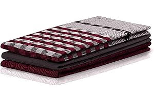 DecoKing Louie - Set di 3 Strofinacci da Cucina, 50 x 70 cm, con Gancio, 100% Cotone, Cotone, Rosso Borgogna e Nero, Set da 3