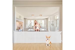 Ycozy Barriere de Securite Retractable 0-300cm, Barriere Chien/Chat, Opération à Une Main, Barriere de Securite Enfant sans Percage, pour Escaliers, Couloirs, Cuisine, Intérieur et Extérieur