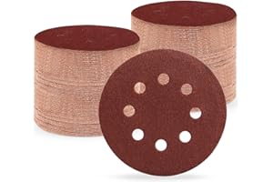 Huopueit 150 Pezzi Dischi Abrasivi 125 mm, grana 100 Carta Vetrata Abrasiva 8 fori per Levigatrice Orbitale Casuale (150 pezzi,grana 100)