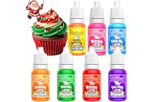 Coloranti Alimentari - Fidton 7 Colorante Alimentare Gel Altamente Concentrati, Set di Colori Alimentari per Amaretti, Colorante Alimentare per Torte, Coloranti Alimentari Gel per Ciambelle - 10 ml