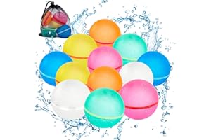 Pilikoll 12 Pcs Reusable Magnetic Water Balloons with Mesh Bag Self Closing Magnetic Spray Balls Silicone Magnetic Water Balloons Reusable water balloons for Kids,Adults,Pool Party Beach Water Toys