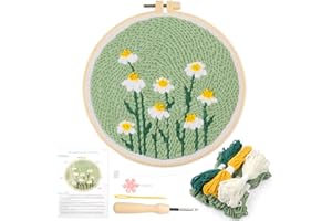 TESSTSY Punch Needle Ricamo Starter Kit, Kit Ricamo per Principianti per Ricami, Embroidery Kit Iniziale per Ricamo a Gamma Completa, Con Cartamodello e Descrizione per Fai Da Te, Artigianato (Fiori e Piante)