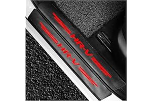 Symilov 4 Stück Auto Kohlefaser Einstiegsleisten Schutz Für Ho-nda HR-V HRV HR V Tuning Zubehör mit Logo Türschwelle Anti Kratz Aufkleber Schutzstreifen,Red