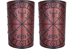 Cresbel 2 Stück PU Leder Armschützer: Wikinger-Armschienen, Mittelalterliche Pu Lederarmschienen, Punk-Ritter-Bogenschießen-Armschienen für Männer und Frauen, Bogenschießen Leder Armschützer Armbrust
