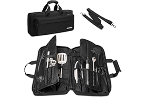 OUUTMEE Sac à Couteaux de Chef Professionnel avec 17 Emplacements, Étui de Transport de Couteaux Robuste, Sac de Rangement pour Couteaux de Chef pour Couteaux et Ustensiles de Cuisine, Noir (Grande)