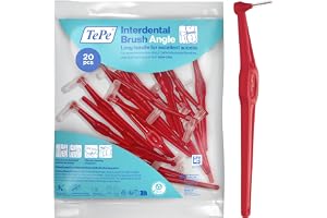 TePe Angle Vinklad Mellanrumsborste, Röd, 0.5mm/ISO 2, 20-pack | Effektiv rengöring mellan tänderna, för Bakre tänder, Ta bort plack, för Små mellanrum, Där en tandborste inte når