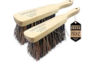 Newman and Cole Cepillos de mano de madera natural: elige entre cepillo de cerdas duras duras o cepillo suave con cerdas naturales o sintéticas (2 cepillos de mano rígidos)
