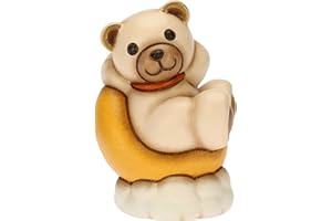 THUN - Teddy Astronauta sulla Luna - Living, Icone, Bomboniere Battesimo - Ceramica Dipinta a Mano - 4x4,1x7 cm h