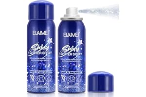ZODENIS Glitter Spray for Hair and Body (2×60ML), Body Glitter Spray Hair Glitter Spray, Quick-Drying Waterproof Glitter Hairspray, Body Shimmer Sparkle Makeup Spray Glitter for Party, Prom, Festival Rave