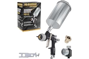 MASTER AIRBRUSH Master Elite PRO-44 Series High Performance HVLP Spray Gun with 1.3mm Tip with Air Pressure Regulator Gauge - Ideal for Automotive Basecoats, Clearcoats - Advanced Atomization Technology