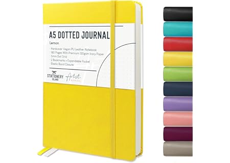 Stationery Island Bullet Dotted Journal, anteckningsbok A5 Dotted, 180 sidor premium 120 g/m² papper - Amazon Deal & Rabatt