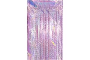 Drucilla Glitzer Lametta Vorhänge, Laser Folie Vorhang Fransenvorhang, Metalli Folie Fringe Tinsel Curtain Hintergrund für Geburtstag Party/Hochzeit, Bühnendekor, DIY Photo Booth Dekoration, Rosa