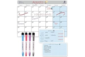 BRM PRO Calendario Magnético Nevera, Gran tamaño 40 x 40cm, Planificador Mensual, Planificador Semanal, Calendario 2024, Rutinas Semanales, Lista de la compra. Kit 4 Rotuladores de punta fina