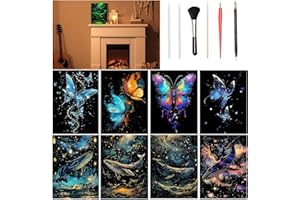 VLYX Arte da grattare per adulti e bambini - Set di 8 note arcobaleno con strumenti per grattare, materiale artistico creativo per bambini e adulti (Farfalla & Balena)