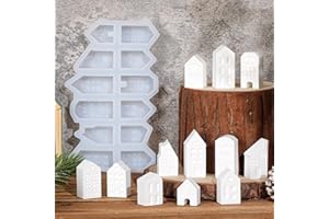 ‎OVALETTA Ovaletta 12 Stück Mini Silikonform Haus, Silikonformen Gießformen Mini-Häuser, Silikonformen Gießformen Ostern, Gießform Ostern, zum Ausgießen mit Kreativ- Beton, Resin Gießharz, Wachs