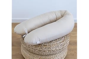 LOOLAY 170 & 190 cm Classic WEIß, GRAU, BEIGE Schwangerschaftskissen SEITENSCHLÄFERKISSEN Stillkissen Variante M/L oder L/XL, Lagerungskissen inkl. 100% Baumwolle Bezug (100% BEIGE, 170 cm)