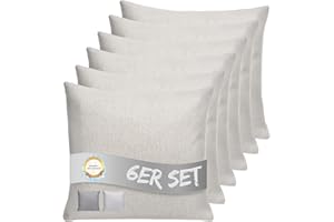 ‎INSPINOVIA INSPINOVIA Outdoor Kissen mit Füllung | Wasserabweisende Deko Kissen | 2er, 4er & 6er Sets | Gartenkissen | Lounge Kissen | 45 x 45 cm (Creme, 6er Set)