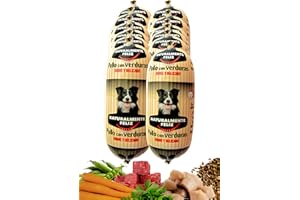 Naturalmente Feliz Alimento Natural casero para Perros, húmedo con Carne Fresca y Verduras Frescas - 90% Carne (12x450gr) (Cocido Polloy Verduras) Comida Húmeda